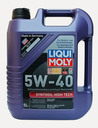 Изображение товара Масло моторное Liqui Moly High Tech 5W40, SN/CF, синтетика, 5литров 3864 High Tech 5л. синт. SN/CF 2328/8029