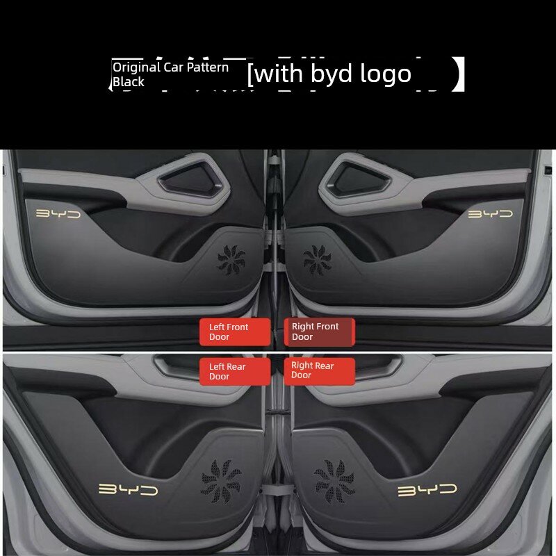 Наклейка для двери автомобиля BYD Atto 2 защитная, оригинальный рисунок, черный, с логотипом BYD для защиты двери