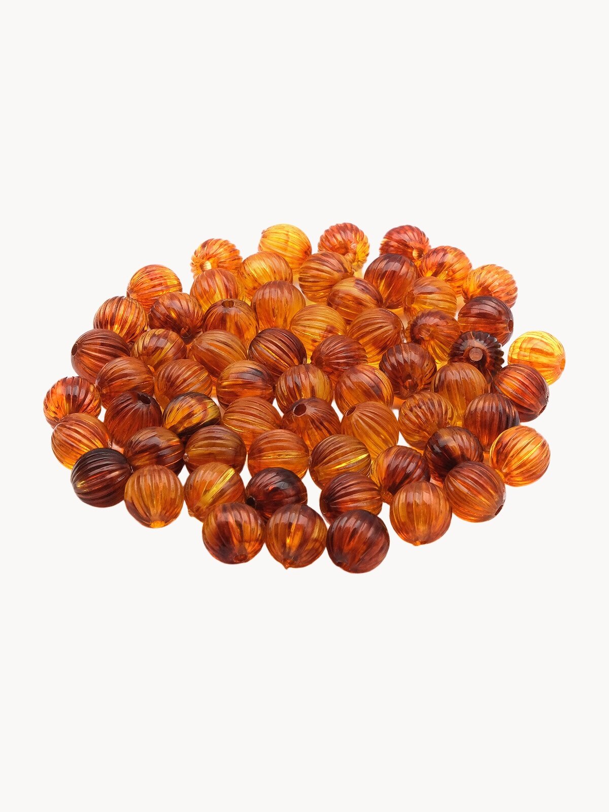 Бусины для рукоделия 'Янтарь', 8 мм, 20 г, круглые с продольными бороздками, пластиковые, Astra&Craft