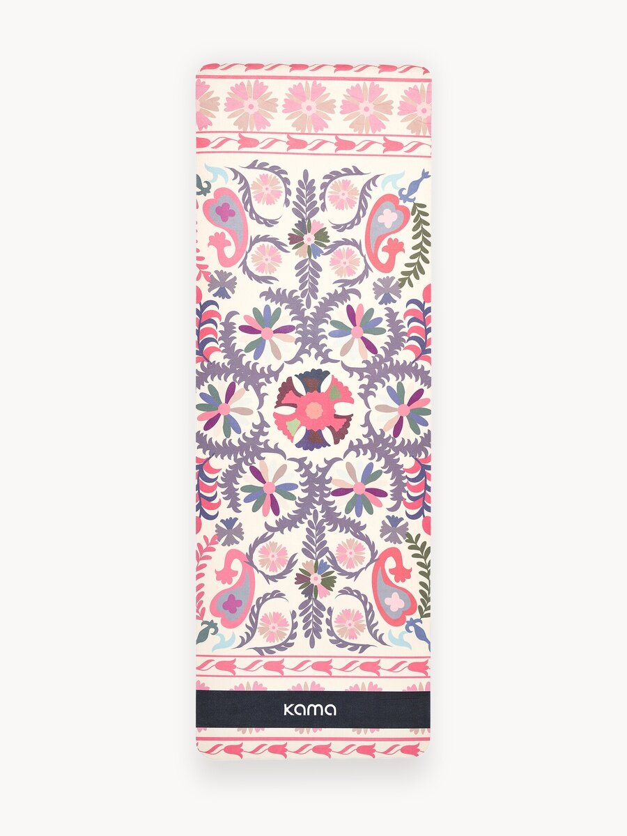Коврик для йоги и фитнеса, 6 мм, TPE/микрофибра с орнаментом, Kama