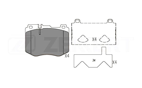 Zekkert Колодки тормозные передние для MB C-Class (205) 14- CLS (C257) 18- E-Class (238) 17- E-Class (213) 1