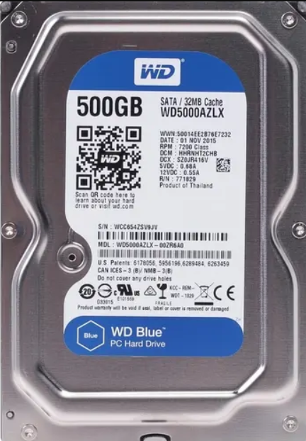 WD 3.5" 500 гб Blue синий жесткий диск