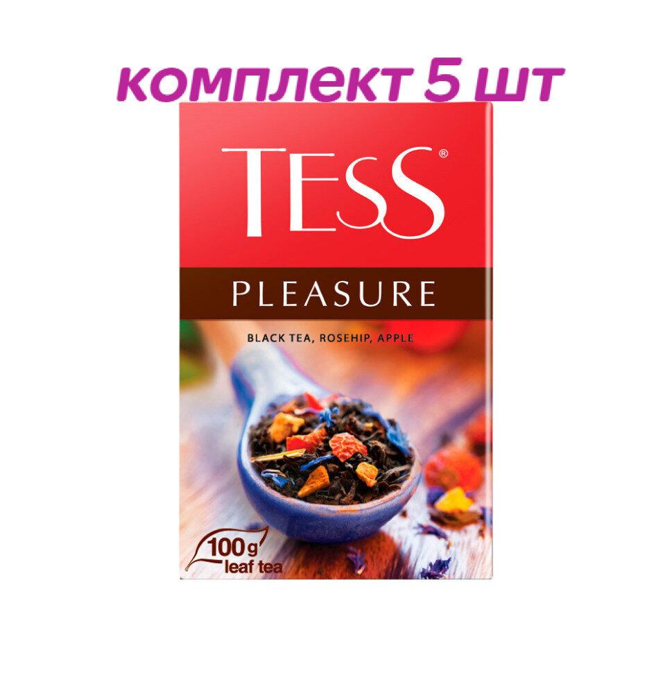 Чай черный листовой Tess Pleasure (Тесс Плэжа), 100 г (комплект 5 шт.) 6005886