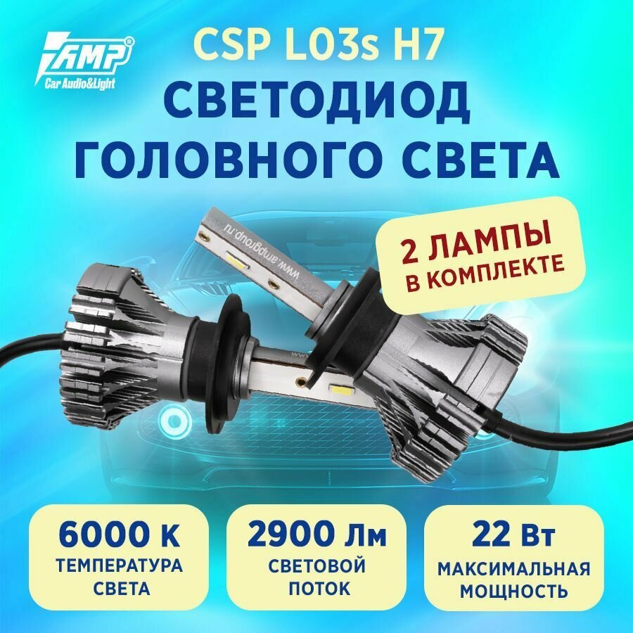 AMP Лампы светодиодные автомобильные LED в фары CSP L03s H7
