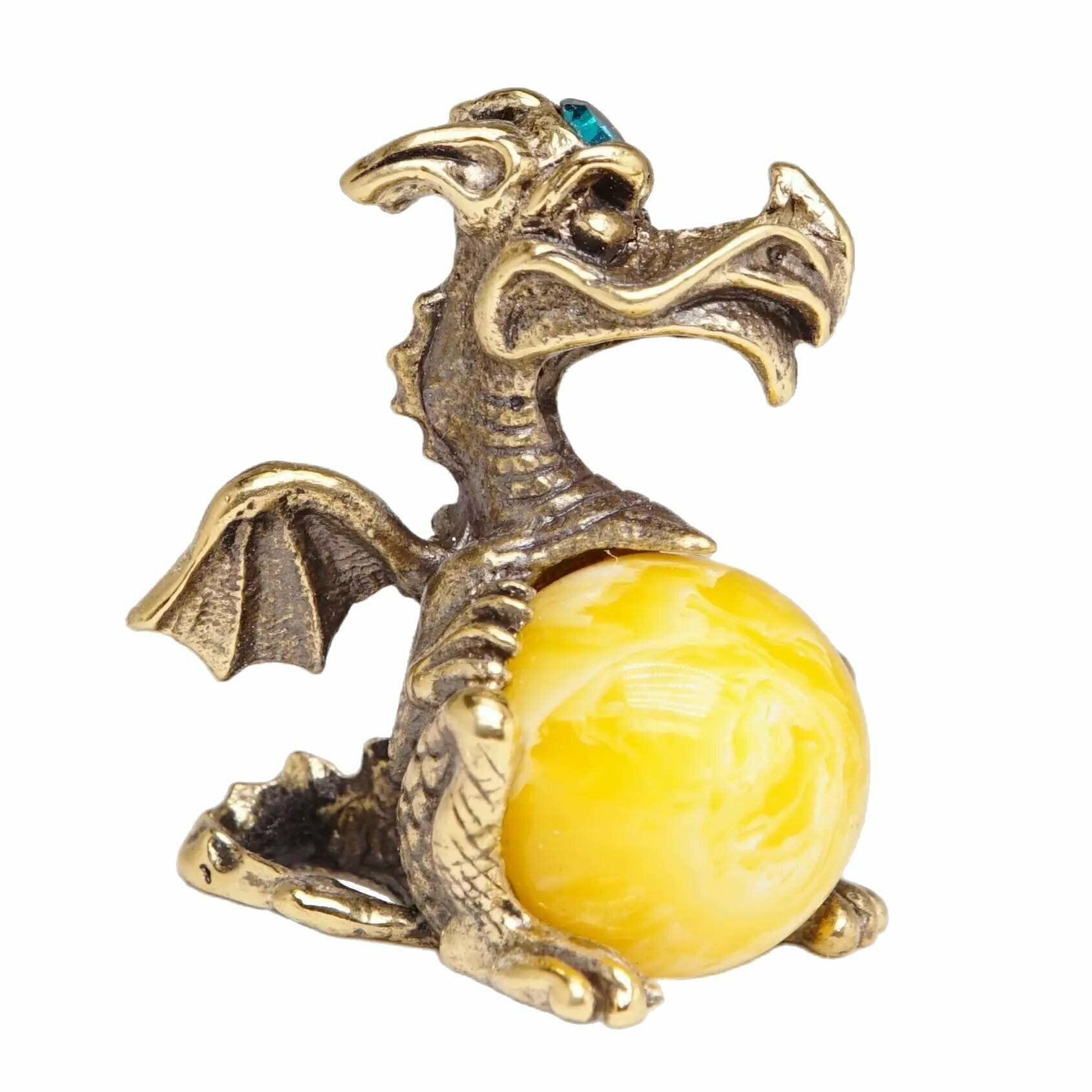 Фигурка Дракон (янтарь белый, бронза, латунь) 2159 Хорошие Вещи