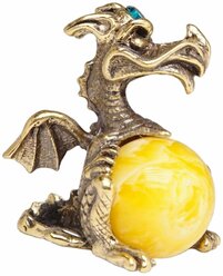 Фигурка Дракон (янтарь белый, бронза, латунь) 2159 Хорошие Вещи