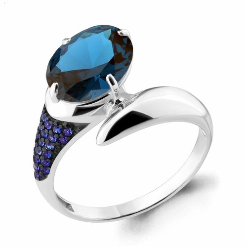 фото Кольцо diamant online, серебро, 925 проба, топаз, сапфир синтетический, размер 18, темно-синий