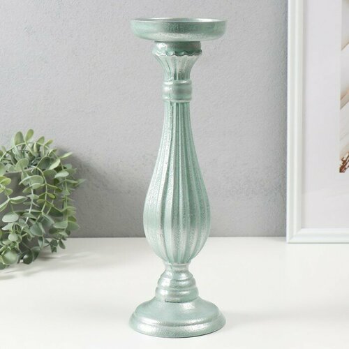 SUI Подсвечник дерево на 1 свечу d9 см Фердинанд мятный с патиной 11х11х335 см 1564₽