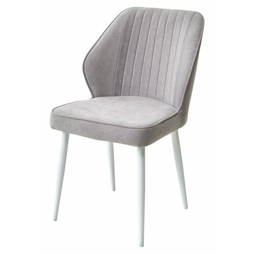 Стул VENA, цвет B22 Серый, велюр/ Белый каркас М-City