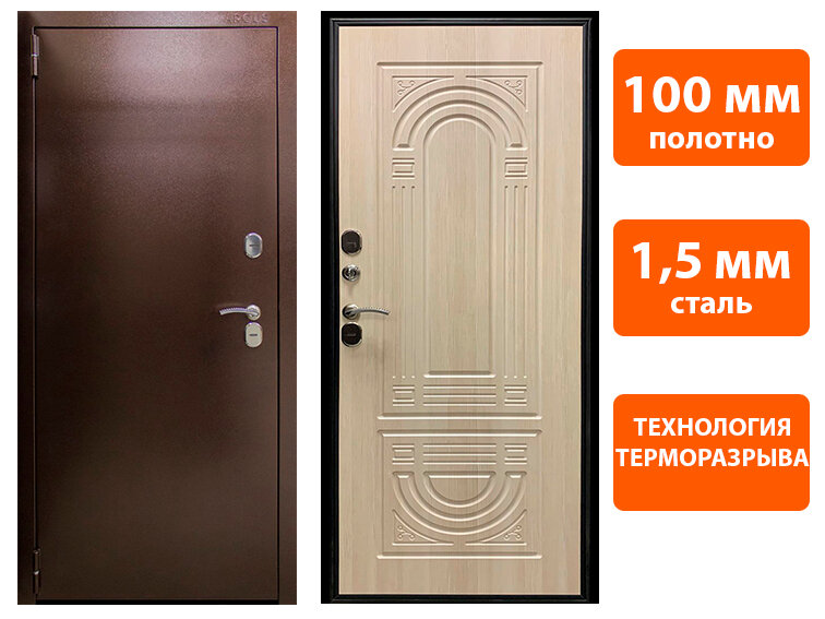 Входная дверь для дома с терморазрывом ЦСД Термо Беленый Дуб Левая 860