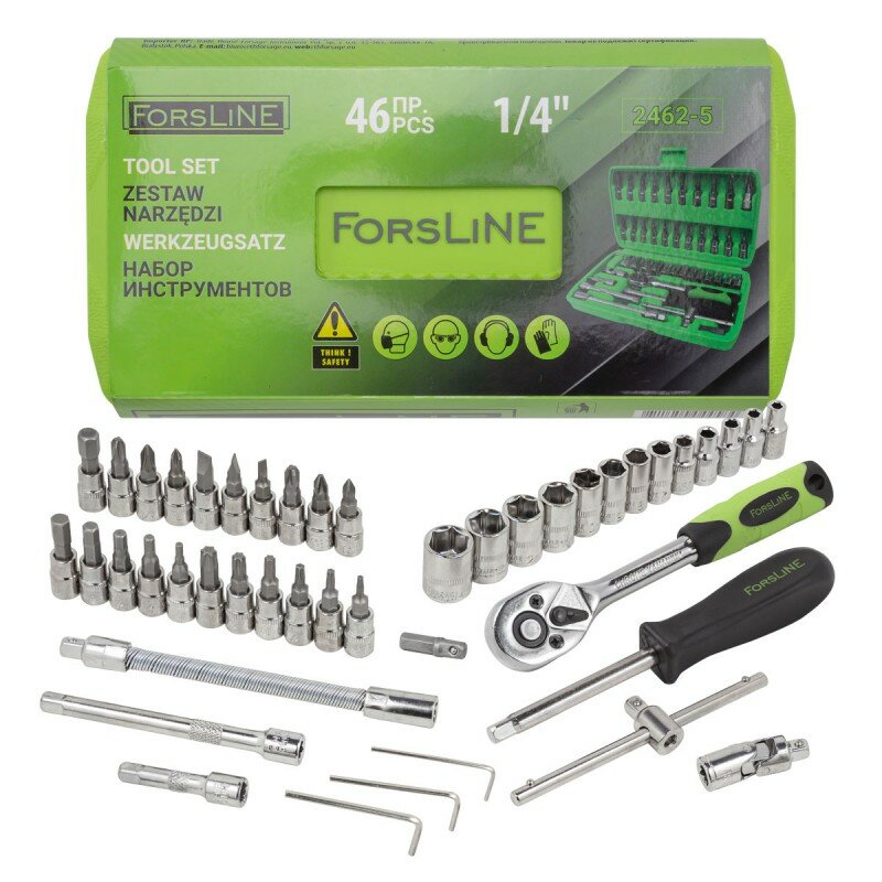 Набор инструмента 46 предм. ForsLine FL-2462-5 6гран. 1/4"DR