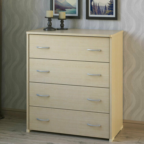 Широкий комод с 4 ящиками 824х448х942 мм МагМебель Квант-41 дуб молочный 14400₽