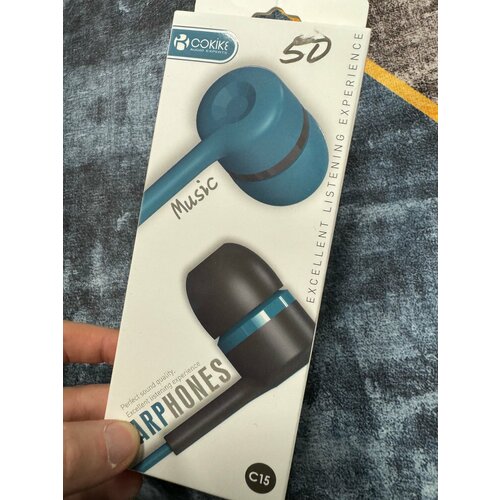 Проводные наушники капельки с микрофоном Cokike C15 116 Дцб 130см 16 Ом разъем 35мм для старых телефонов магнитолы радио MP3-плеера VR-о 588₽