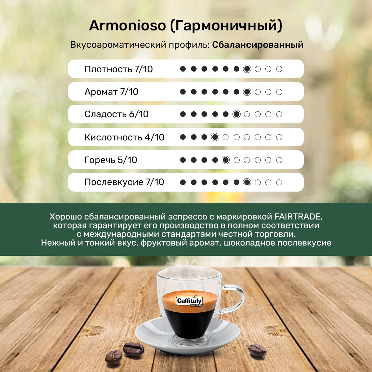 Капсулы Caffitaly для кофемашины, Armonioso, 10 капсул