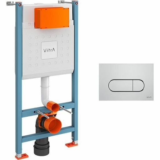 фото Инсталляция Vitra V-Fix Core для подвесного унитаза, с клавишей смыва Root R, хром, крепеж 800-1873