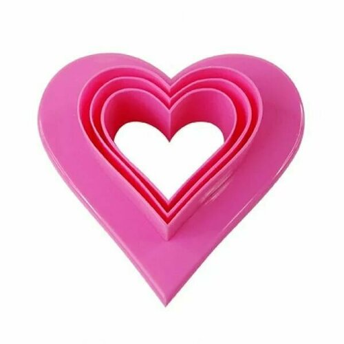 Формочки вырезка для печенья сердечко 6 шт розовый 742₽