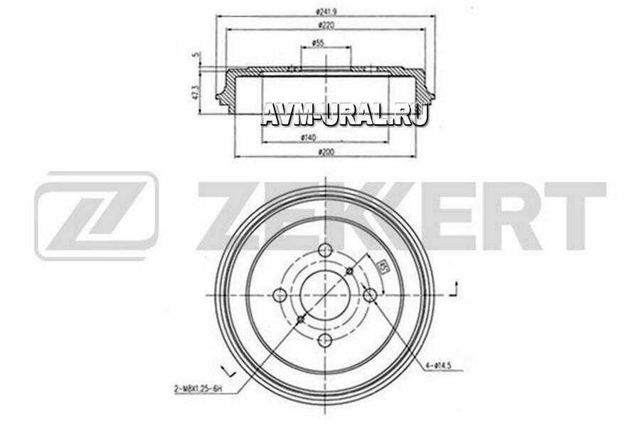 ZEKKERT BS6134 Барабан тормозной Geely MK 06- Zekkert