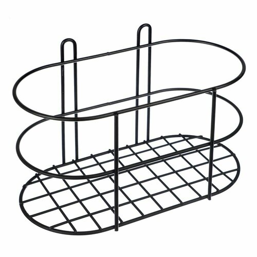 Полка для ванной комнаты самоклеящаяся 20x10x11 см металл черный 385₽