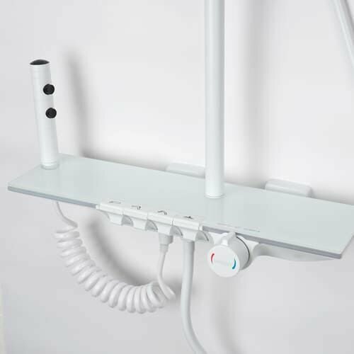 Душевая система DIKALAN Kn90132, картриджное переключение, LED подсветка, Белый