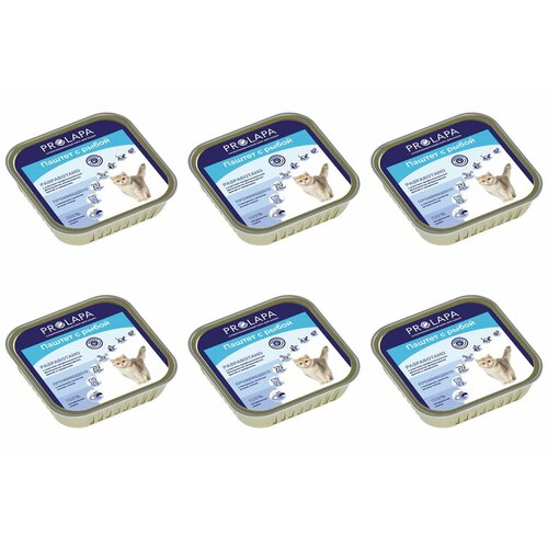 Prolapa Полнорационный консервированный корм для кошек, паштет с рыбой, Premium, ламистер, 100 г, 6 уп.