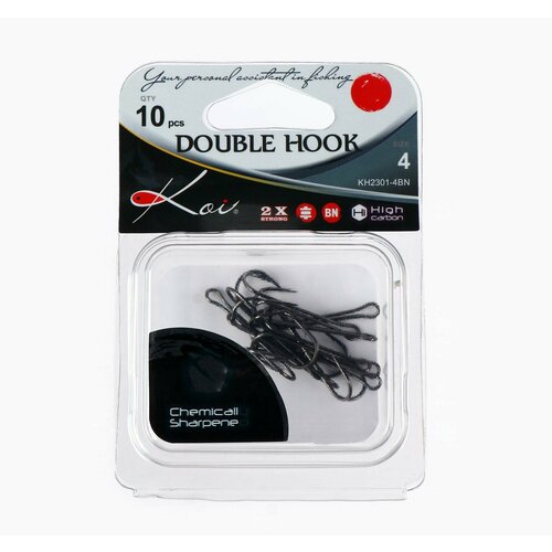 Крючки двойные KOI DOUBLE HOOK, цвет BN, № 4, 10 шт. крючки двойные koi double hook цвет bn 1 10 шт 9634400