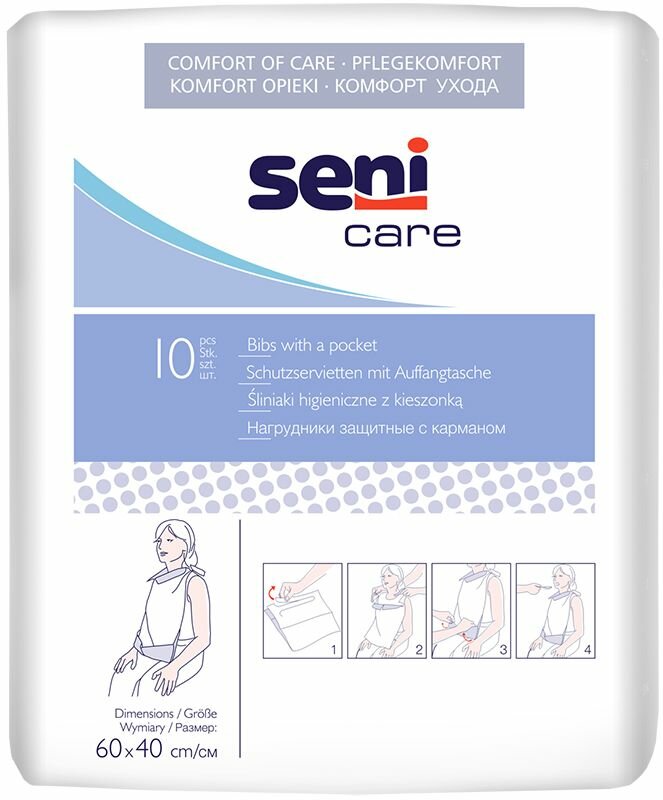 Нагрудник защитный, одноразовый, для кормления Seni Care 10 штук