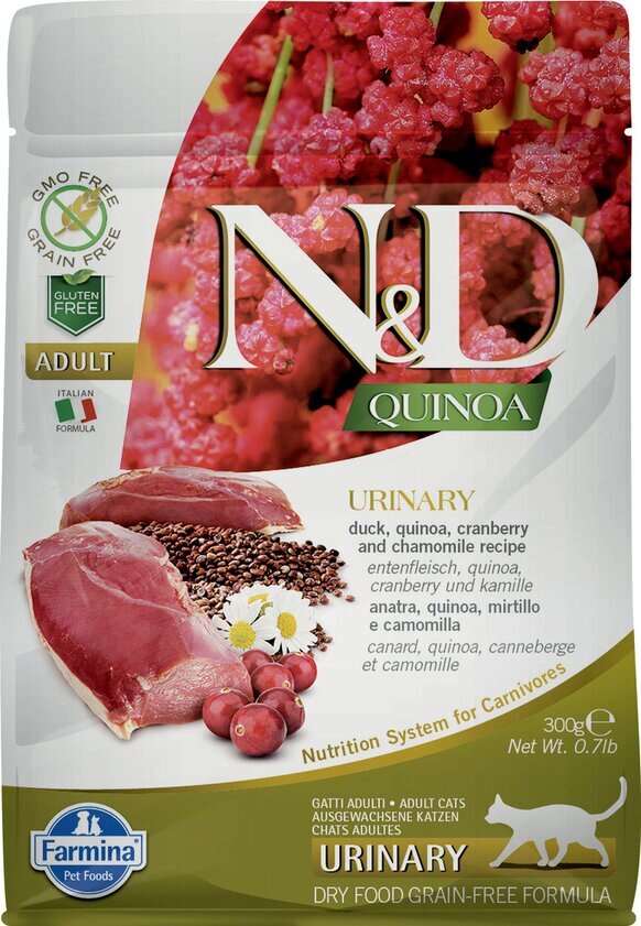 N&D Cat Quinoa с уткой и киноа для профилактики мочекаменной болезни беззерновой сухой корм для кошек 0,3кг