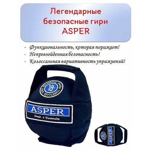 Гиря 18 кг безопасная ASPER для дома, спортзала, улицы