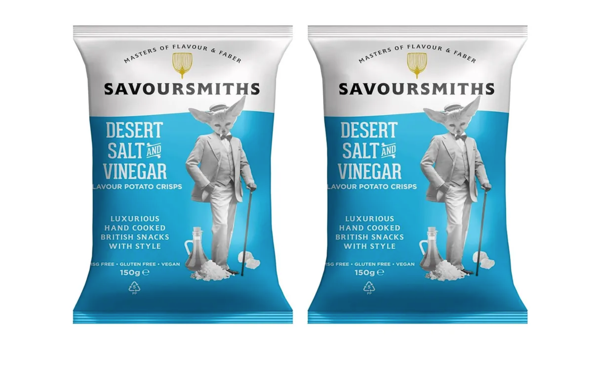 SAVOURSMITHS Натуральные картофельные чипсы с солью и уксусом, 2 шт по 150 г