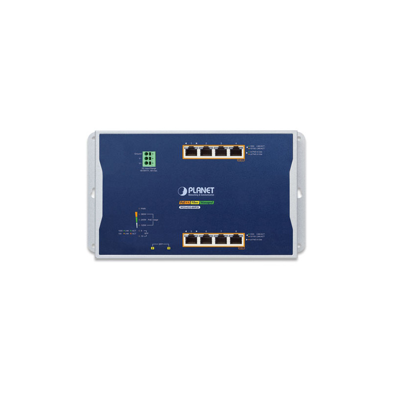 Коммутатор/ PLANET WGS-4215-8HP2S IP30, IPv6/IPv4, 4-Port 10/100/1000T 802.3bt 95W PoE + 4-Port 10/100/1000T 802.3at Po