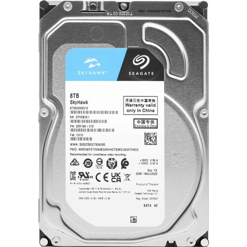 SEAGATE Жесткий диск Seagate SATA-III 8Tb ST8000VX010 Video Skyhawk 7200rpm 256Mb 35 ST8000VX010 20660₽