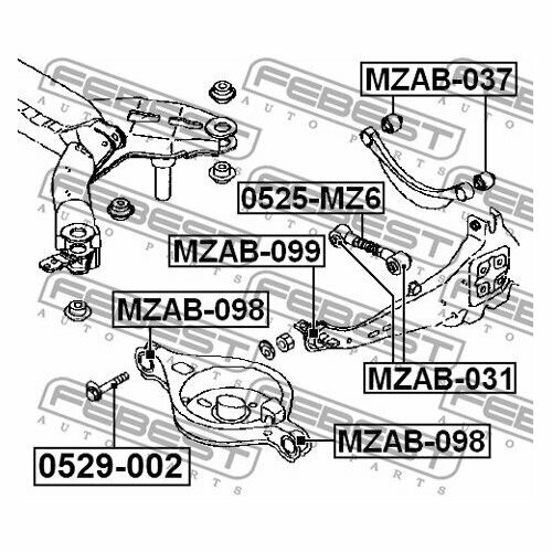 Подвеска, рычаг независимой подвески колеса, FEBEST MZAB-098 (1 шт.)