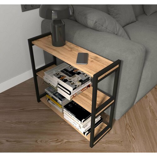 Стеллаж этажерка деревянный напольный лофт на балкон на кухню дуб вотан 6600₽