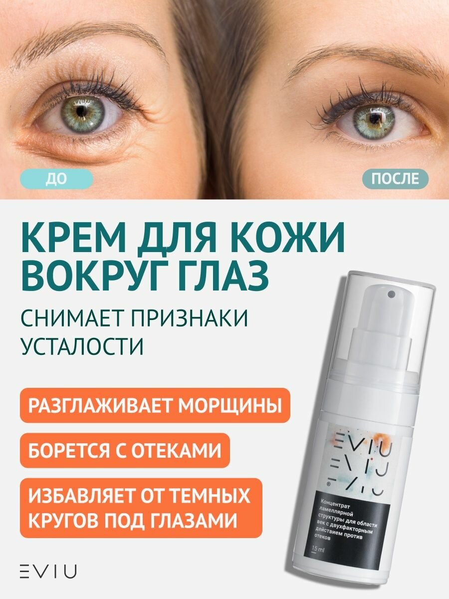 Крем для глаз EVIU антивозрастной против отеком и морщин 15 мл