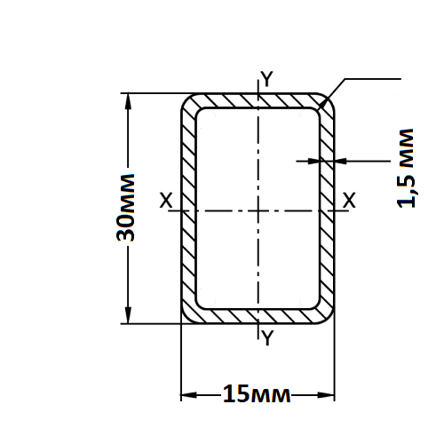 Труба профильная 30х15х1,5 мм