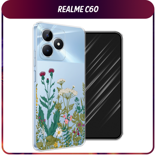 Силиконовый чехол на Realme C60 / Реалми C60 Дикие полевые цветы, прозрачный силиконовый чехол на realme v20 реалми в20 дикие полевые цветы прозрачный