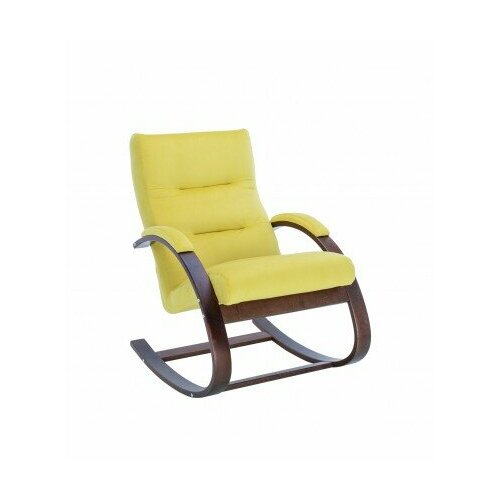 Кресло-качалка Leset Милано, орех текстура, ткань велюр, v28 желтый