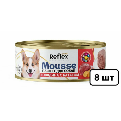 Reflex Gold влажный корм для взрослых собак, паштет говядина с бататом 100 гр (8шт в уп)