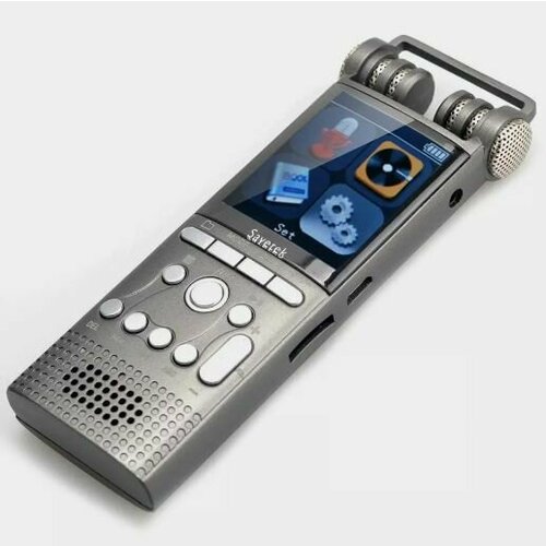Профессиональный цифровой стерео диктофон Savetek GS-R06, 16 Гб, 100 часов записи, VOX, SD до 64 Гб профессиональный цифровой диктофон с двойным стерео микрофоном savetek t60 32gb