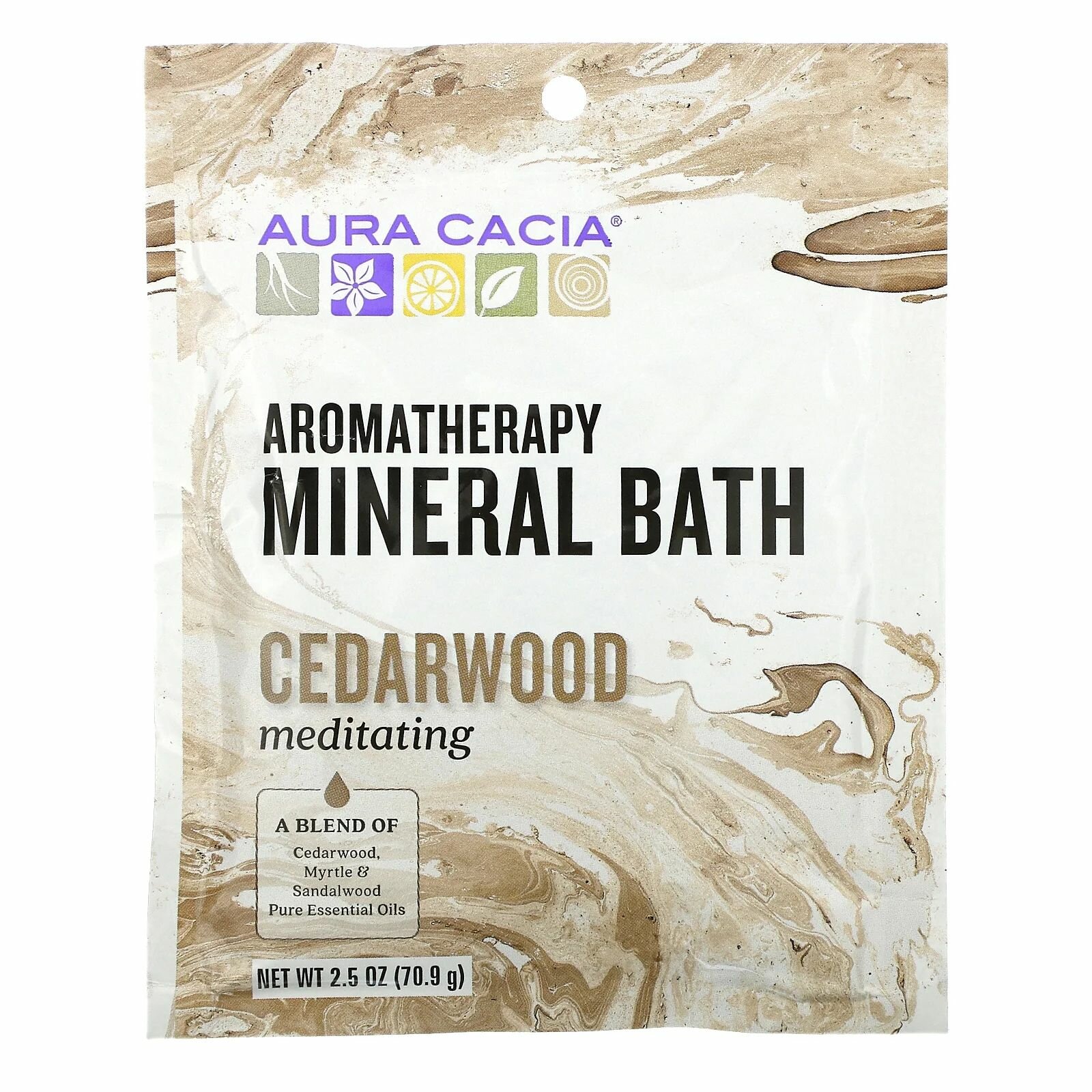 Aura Cacia, добавка для ванны с ароматерапевтическими минералами, кедр, 70.9 гр (1 пакетик)