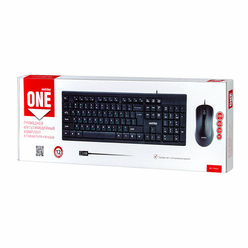 Проводной комплект клавиатура мышь Smartbuy ONE 114282 черный SBC-114282-K 770₽