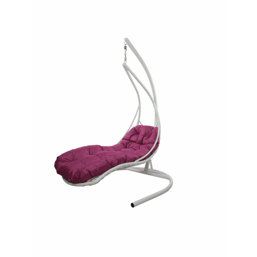 Подвесное кресло M-group лежачее, с ротангом белое розовая подушка