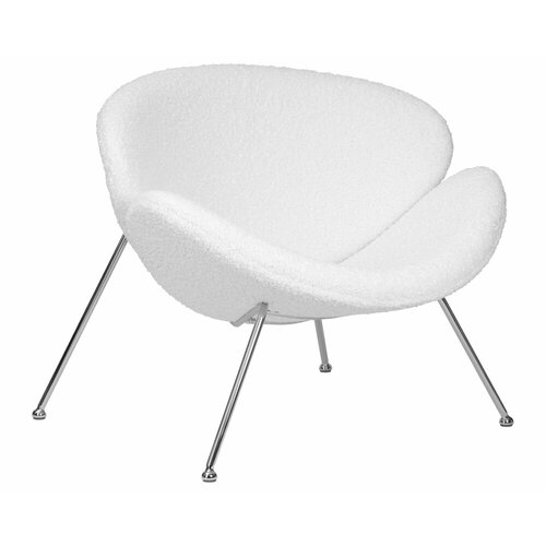 Кресло дизайнерское EMILY белый букле ткань хромированная сталь 31625₽