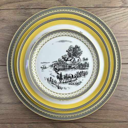 Набор из 6 фарфоровых тарелок с бортиком Вилладж 18 см 3900₽