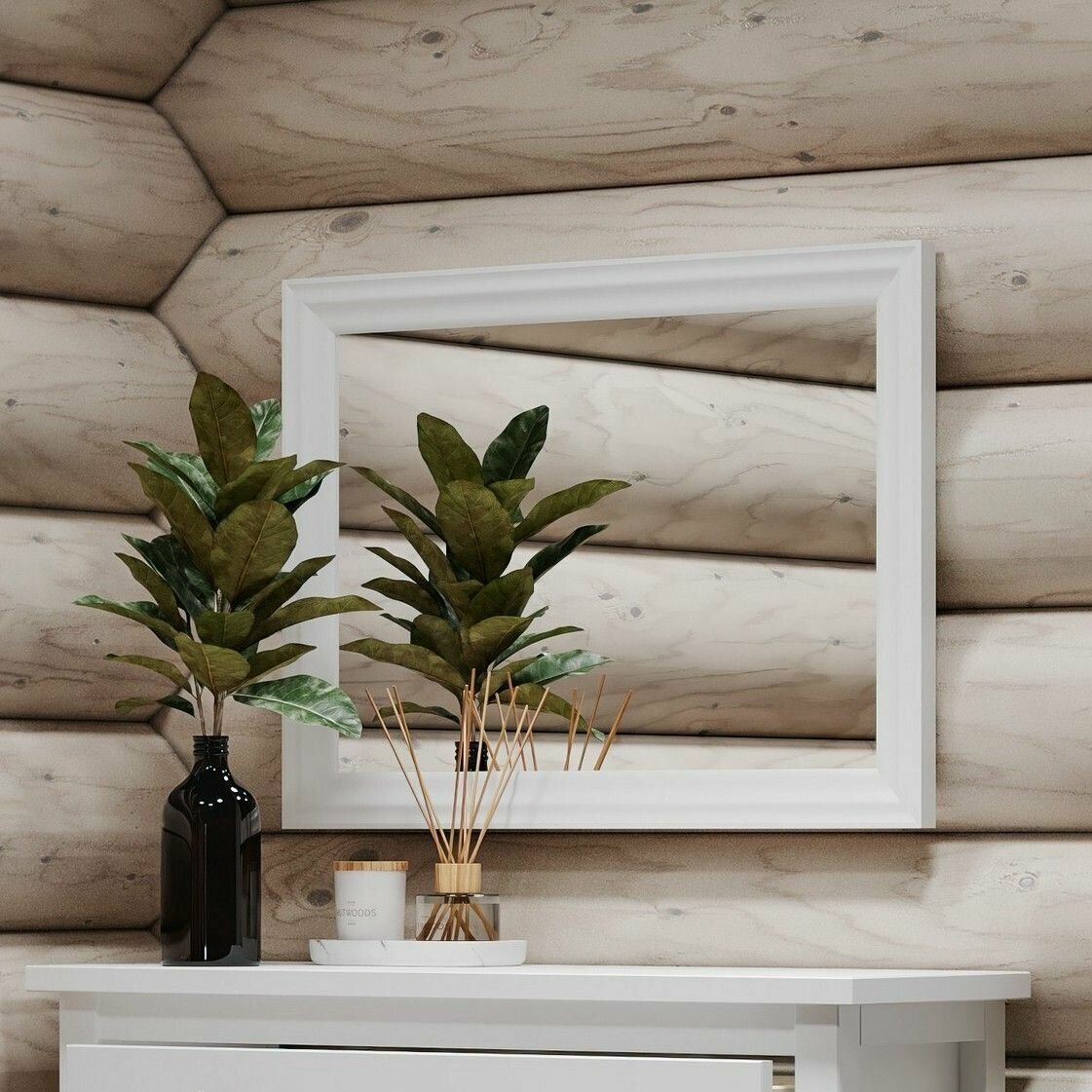 фото Зеркало навесное ГУД ЛАКК Кантри, 40х50 см, деревянное, белое