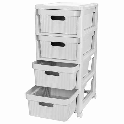 Комод на колесах VELVET 4 ящика светло-серый флэк 3576₽