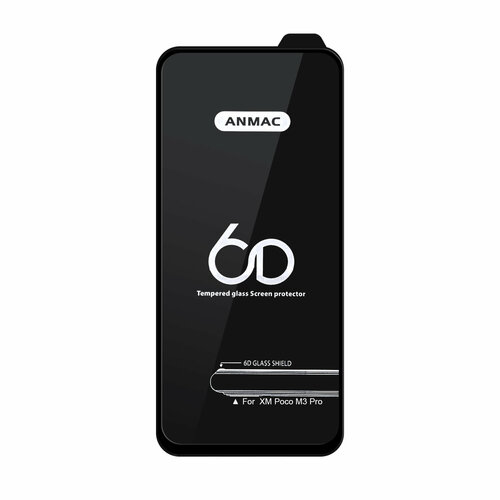 Защитное стекло Xiaomi Poco M3 Pro Anmac 6D Black