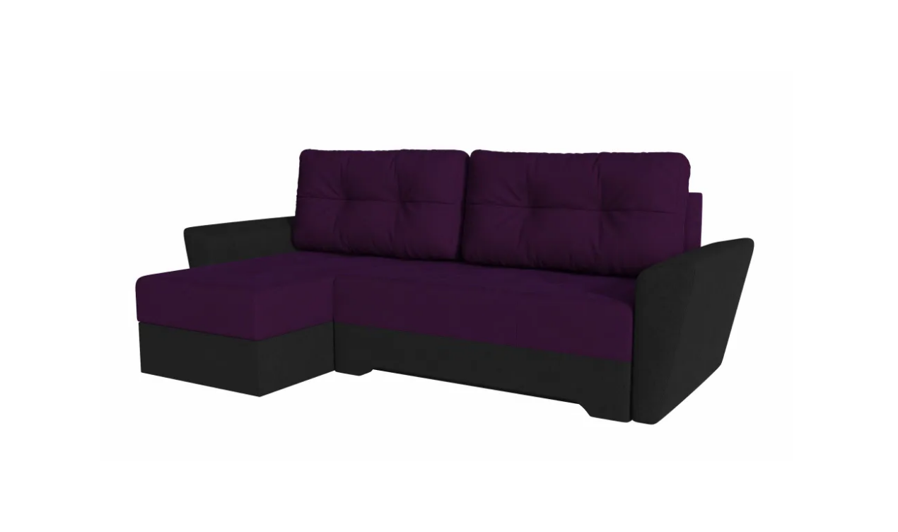 Угловой диван Амстердам Велюр Фиолетовый-Черный угол левый