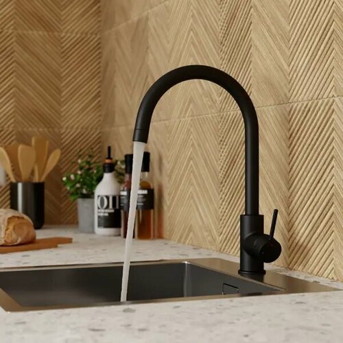 Смеситель кухонный Delinia Loa высота 25 см цвет черный матовый 12019₽