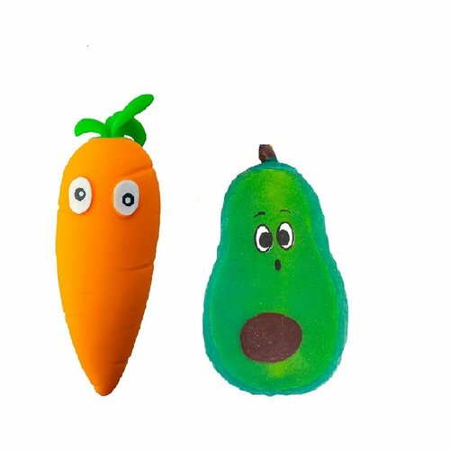 Игрушка-антистресс мялка набор 2шт Озорная морковка/Удивленный авокадо